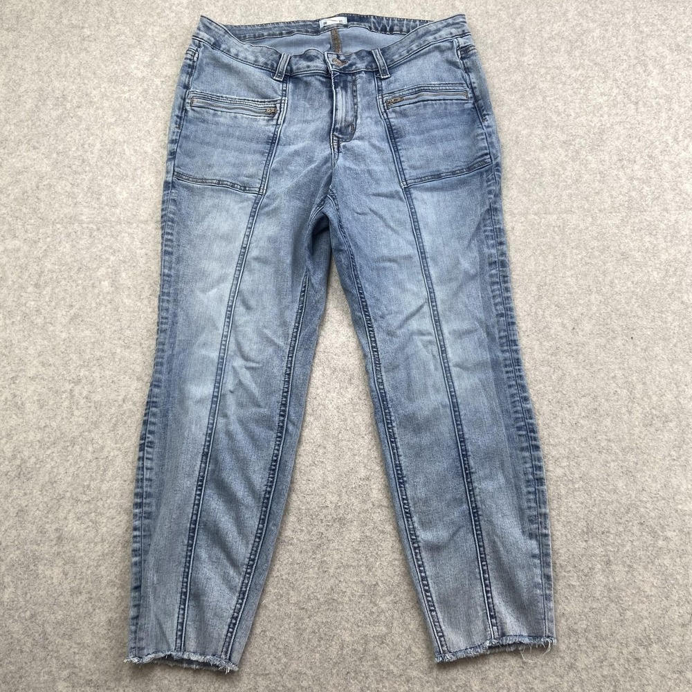 Maurices M Jeans Womens 16W Super Skinny Jeans Blue Seamed Zip Pocket 34x25